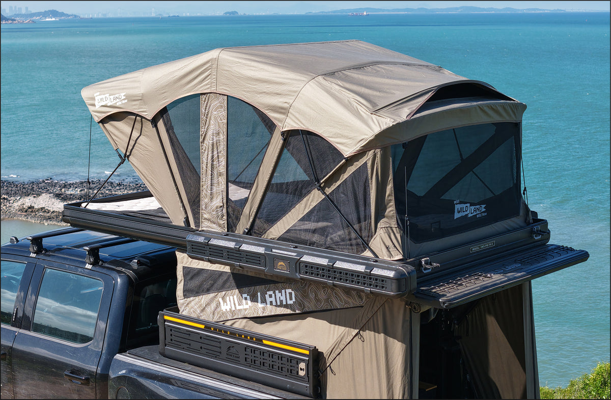 Trunk camper in an adventure setting